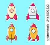 vector set of rockets with flat design. vector illustration. vector rocket. Can be used for banners, key chains, and other business purposes	