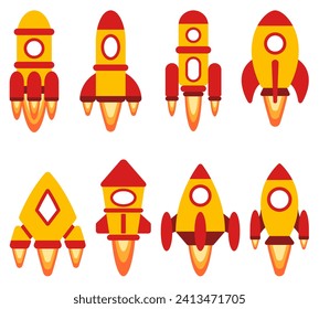 conjunto vectorial de cohetes en vuelo