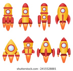 vector set of rockets in flight