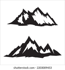Vector Set Of Rocky Mountains Illustration Isolated On White Background