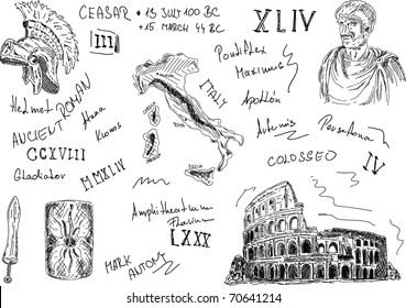 vector - set of Roman ancient  fragment