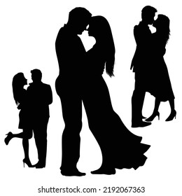 Vector Set Of Romantic Couple Silhouettes Illustration Isolated On White Background