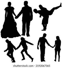 Conjunto Vector De Silhouettes De Pareja Romántica Ilustración Aislada En Fondo Blanco