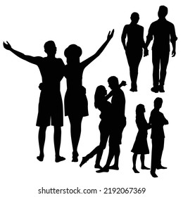 Conjunto Vector De Silhouettes De Pareja Romántica Ilustración Aislada En Fondo Blanco