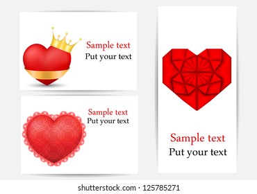 vector set of romantic greeting cards dedicated to Saint Valentine Day