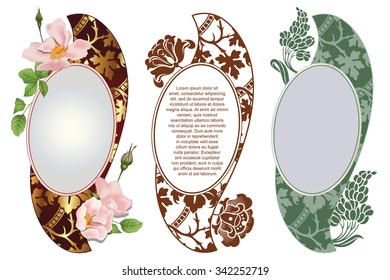 Vector set. Romantic label with flowers