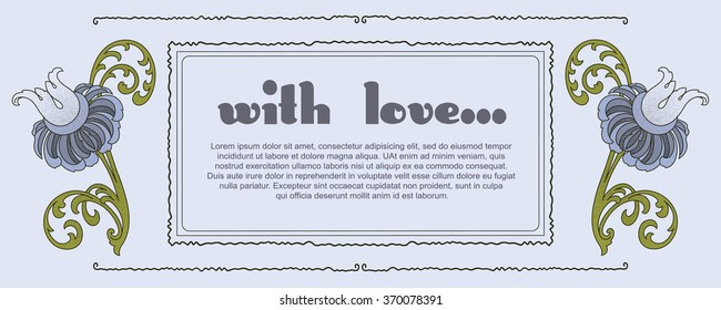 Vector set. Romantic label with flowers