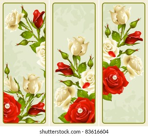 Vector set of Rose vertical banners