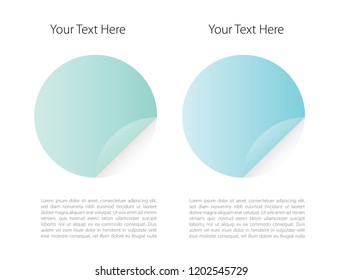 Vector set of round adhesive stickers with a folded edges. Blank templates design set