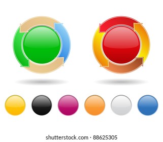 Vector set of round buttons with arrows