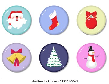 vector set of round Christmas icons