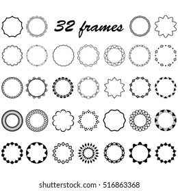 vector set of round and circular empty frames for decoration of text, design borders