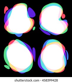 Vector Set of round colorful ink spot. Abstract vector illustration. Isolated on black Design elements.