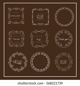 Vector - Set of vector round, decorative floral wreaths with sample text
