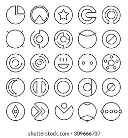 Vector set of round experimental icons with different shape and extreme usability. Great for UI/UX wireframe experiments.