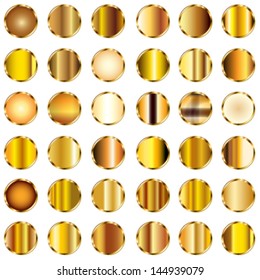 Vector set round gold gradients buttons 