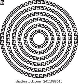 Vector Set of Round Greek Key Borders in Various Sizes