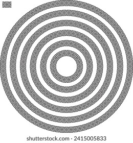 Conjunto vectorial de bordes redondos griegos de clave en diversos tamaños