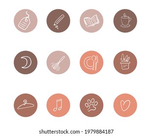 Vector set of round highlights covers, posts and stories for social media. 