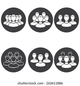 Vector set of round icon people team.