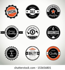 Vector set with round seals, stamps, labels or badges