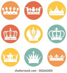 Vector Set of Royal Crown Icons