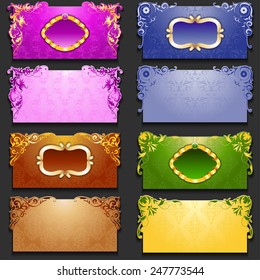 Vector set of royal invitation cards with frame and filigree ornament, place for text