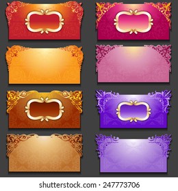 Vector set of  royal invitation cards with frame, place for text