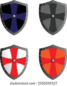 vector set of royal warrior shield