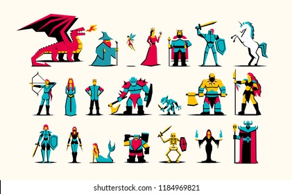 Vector Set Of RPG Medieval Fantasy Characters  Isolated