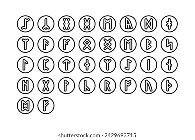 Vector Set Runes Icons on White Background