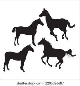 Vector Set Running Horses Silhouettes Illustration Stock Vector ...