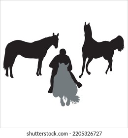 Vector Set Of Running Horses Silhouettes Illustration Isolated On White Background