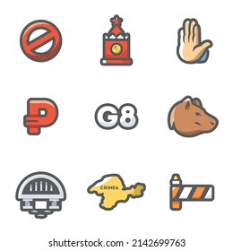 Vector Set of Russia and sanctions Icons.