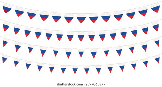 Vector set of Russian bunting garlands. Design concept for national holidays, festival, carnival, ets.
