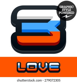 Vector set of Russian flag alphabet. File contains graphic styles available in Illustrator. Number 3