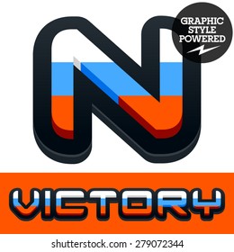 Vector set of Russian flag alphabet. File contains graphic styles available in Illustrator. Letter N