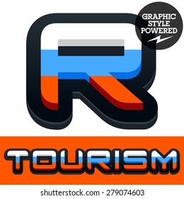 Vector set of Russian flag alphabet. File contains graphic styles available in Illustrator. Letter R