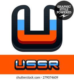 Vector set of Russian flag alphabet. File contains graphic styles available in Illustrator. Letter U