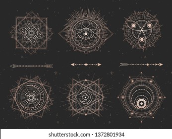 Vector Set Sacred Geometric Symbols Figures Stock Vector (Royalty Free ...