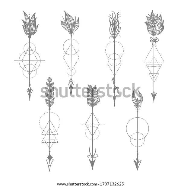Vector Set Sacred Geometric Symbols Arrows Stock Vector (Royalty Free ...