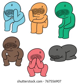 vector set of sad people