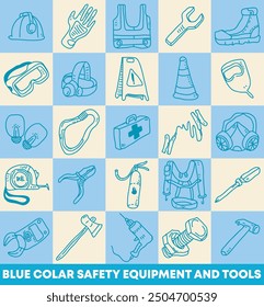 vector set of safety equipment and tools