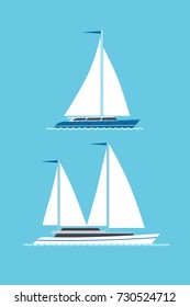 Vector set of sailing yachts