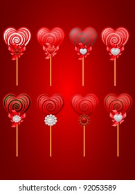 vector set of  Saint Valentine's candies with hearts