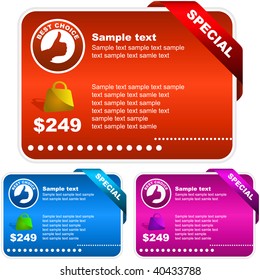Vector set of sale design banners isolated on white background.