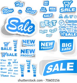 Vector set of sale design elements isolated on white background.
