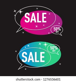 Vector set of sale discount modern bubble banner