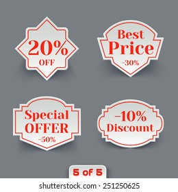 Vector Set of Sale Retro Labels. Vintage Paper Banners Collection