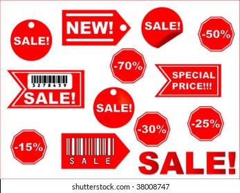 Vector set of sale tags